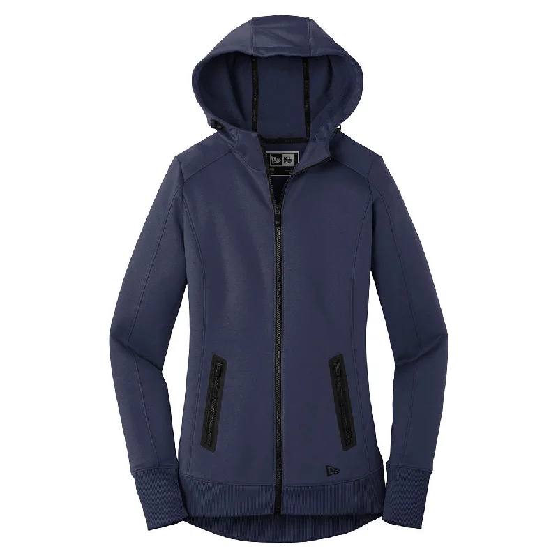 New Era Women's True Navy Venue Fleece Full-Zip Hoodie Hoodie with Crew Neck Simple Timeless