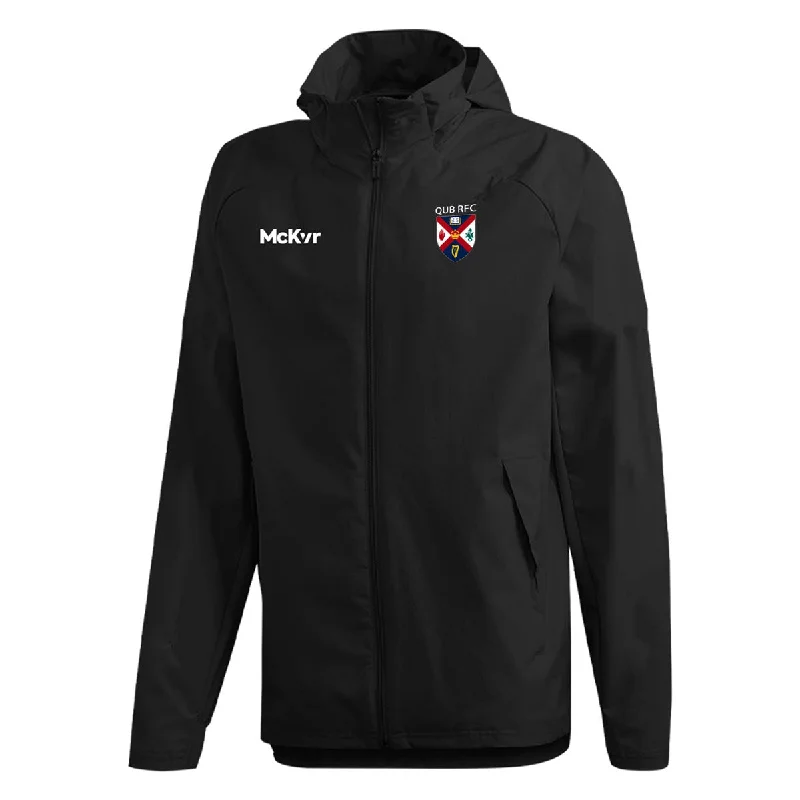 Mc Keever QUB RFC Core 22 Rain Jacket - Adult - Black Hooded Jacket Caped Jacket Shawl Collar Jacket