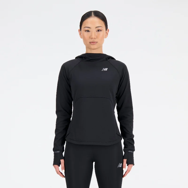 Women's Heat Grid Hoodie Pullover (BK - Black) Scalloped Neck Pullover