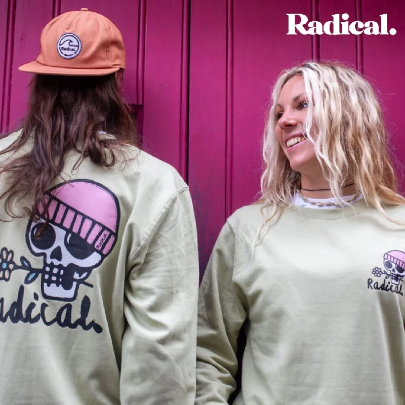 Radical. Happy Times Unisex Sweatshirt - Pistachio Green Hoodie with Slit Hem Functional Movement