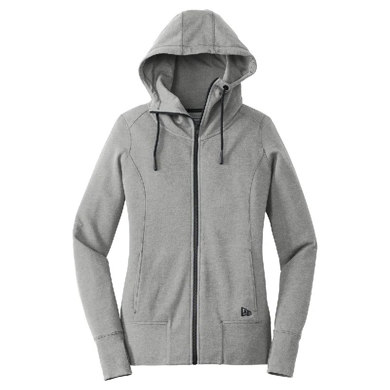 New Era Women's Shadow Grey Heather Tri-Blend Fleece Full Zip Hoodie Hoodie with Earth Tones Natural Calm