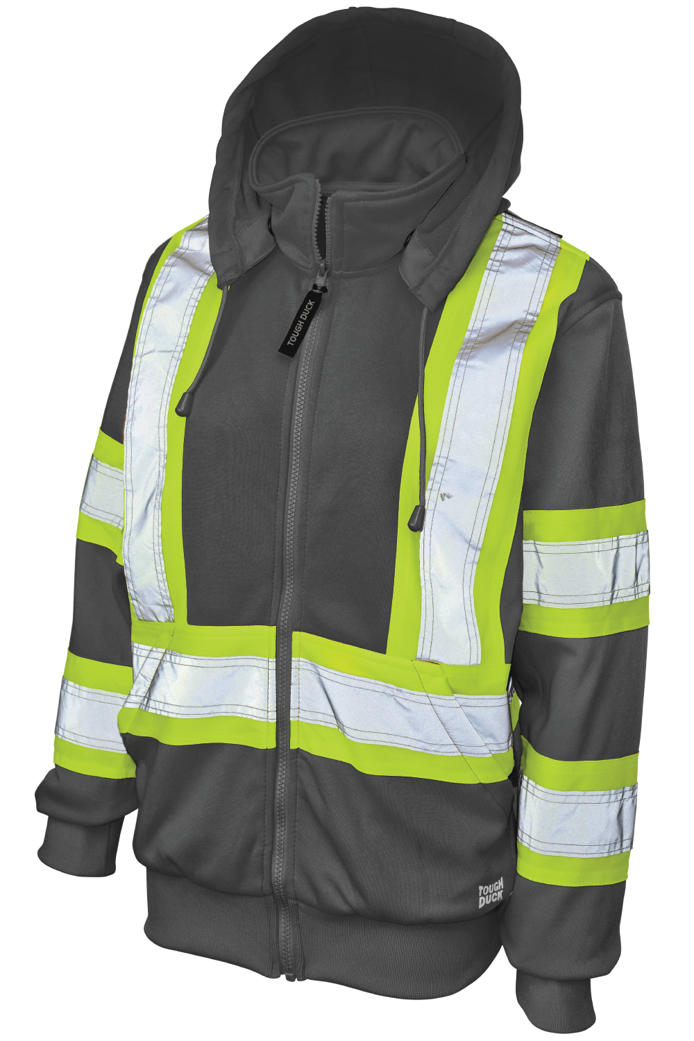 Women's Full Zip Unlined Fleece Safety Hoodie by Tough Duck - Style SJ42 Hoodie with Neon Bright Vibrant