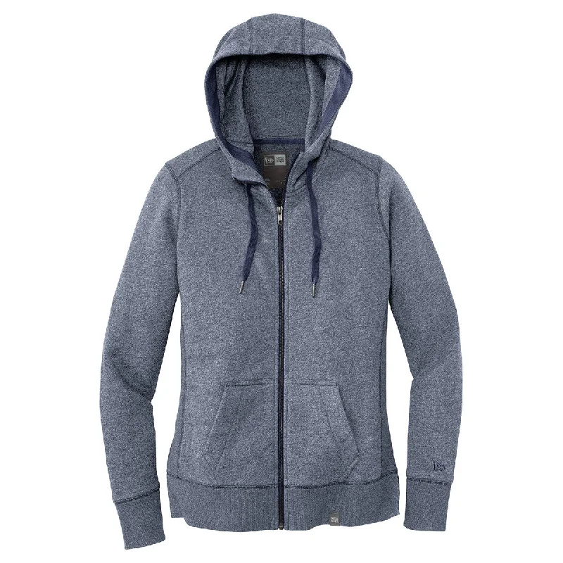 New Era Women's True Navy Twist French Terry Full-Zip Hoodie Hoodie with Metallic Shiny Futuristic