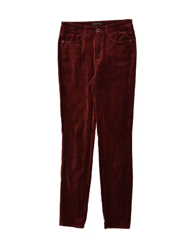 MASSIMO DUTTI Womens Skinny Casual Trousers EU 36 XS W26 l29 Burgundy Trousers Fleece Cozy