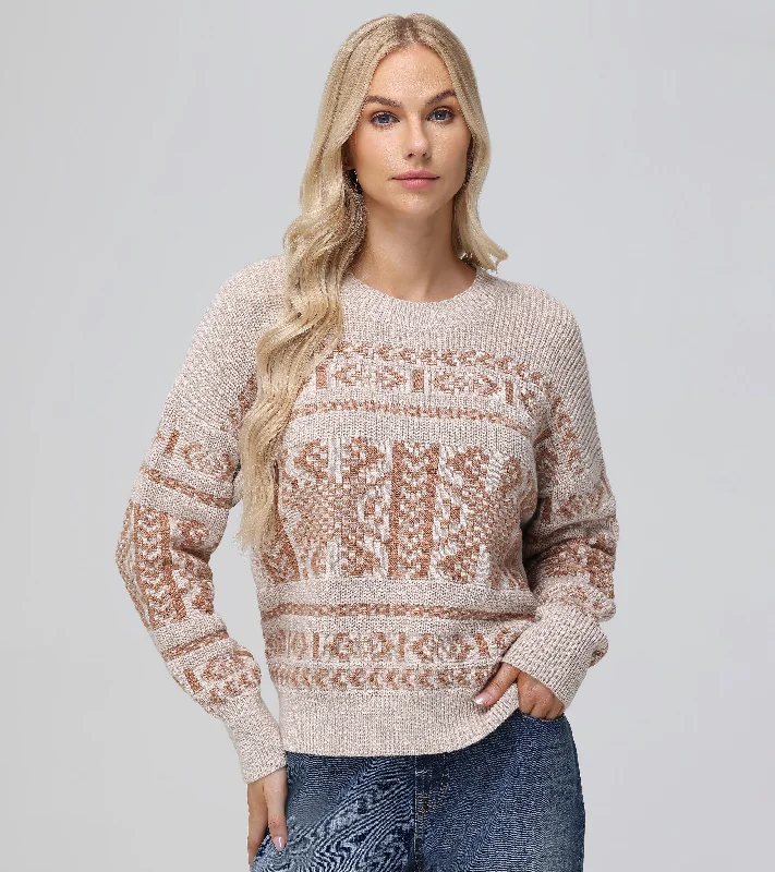 Fairisle Crewneck Pullover Ribbed Crew Neck