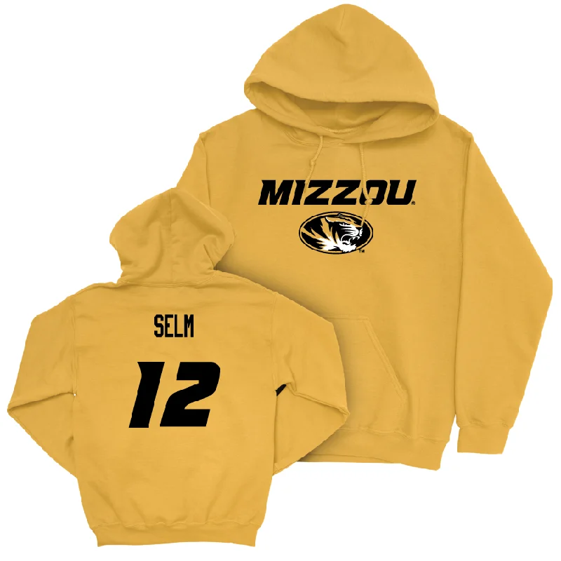 Gold Women's Soccer Mizzou Hoodie  - Leah Selm Hoodie with Embroidery Detailed Premium