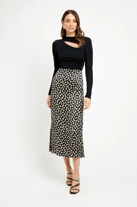 Angelica Midi Skirt velvet skirt glossy