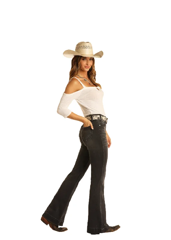 Women's Rock & Roll Cowgirl Trouser #W8H7507-C Trousers Leather Faux