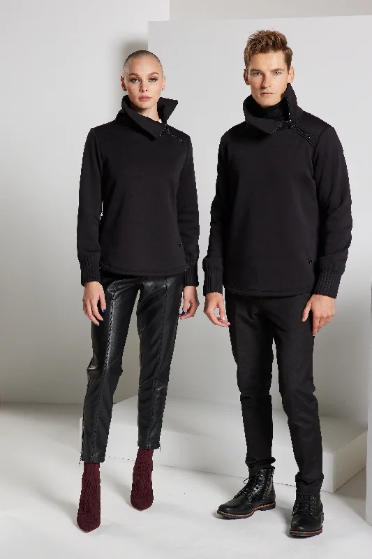 At Ease Pullover - Black High Neck Pullover