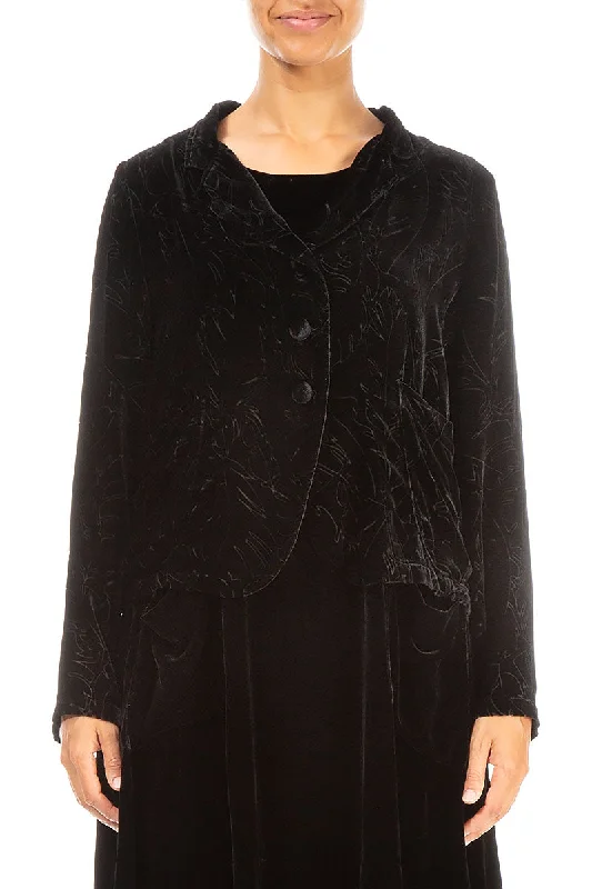 Buttoned Devoré Feather Black Silk Velvet Jacket Lace Jacket Ribbed Jacket Sequined Jacket