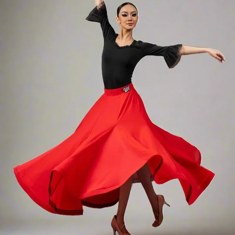 Paso Doble Set | Black / Red Skirt | W24D249 cashmere skirt soft