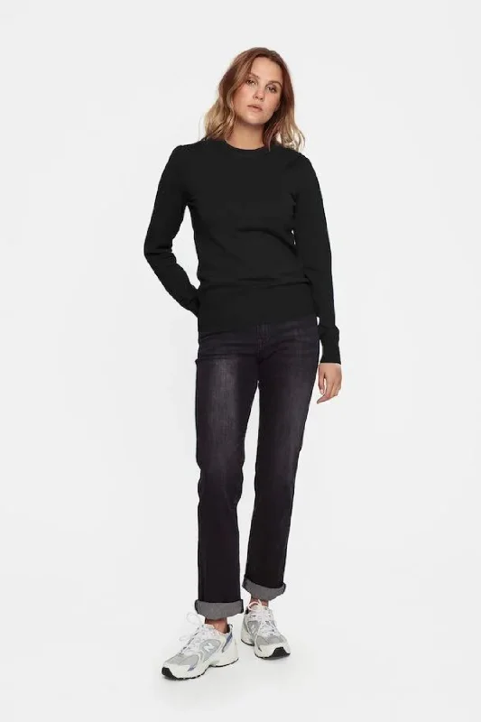 MILA PULLOVER BLACK Bateau Neck Pullover