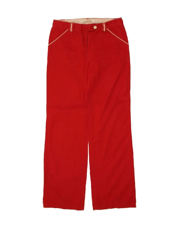 TOMMY HILFIGER Womens Straight Casual Trousers US 6 Medium W30 L32 Red Trousers Low Rise Relaxed