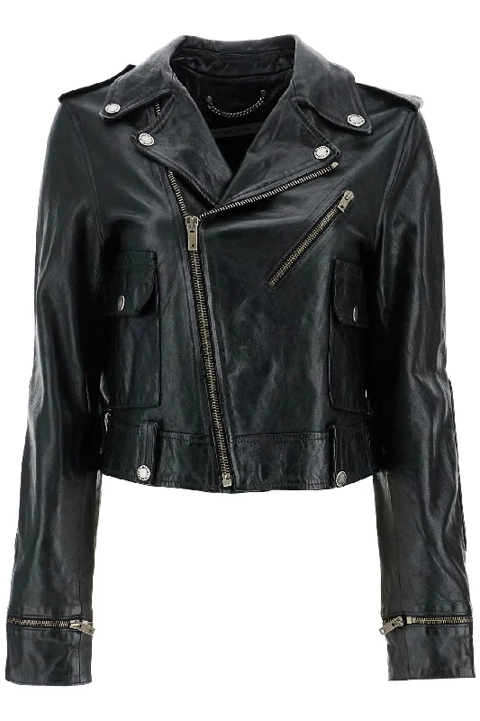 shiny black sheepskin biker jacket with sturdy zip GWP02137 P001195 BLACK Striped Jacket Polka Dot Jacket Floral Jacket