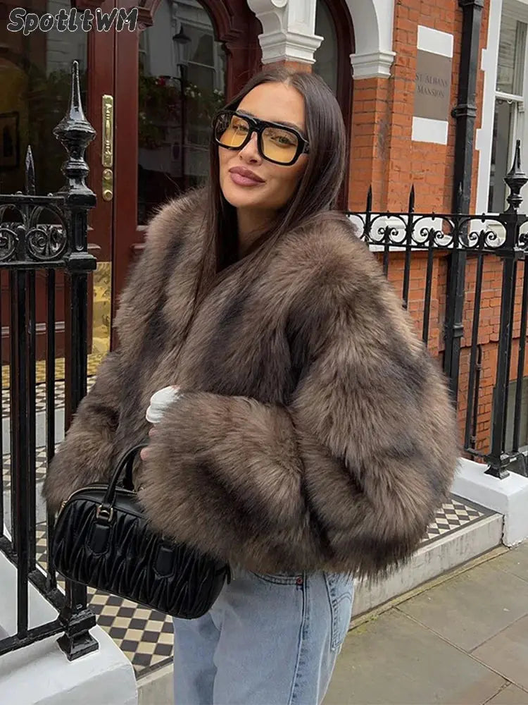 FZ Women's Vintage Faux Fur Retro Thick Large Cuffs High Street Jacket Lace Jacket Ribbed Jacket Sequined Jacket
