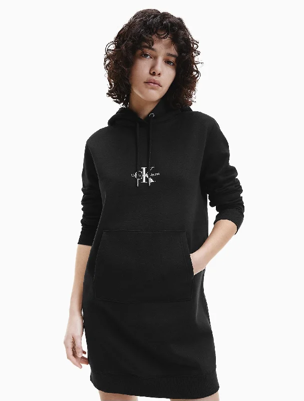 Calvin Klein Monogram Logo Repreve Hoodie Dress - Women Hoodie with Elastic Cuffs Stretchable Comfortable