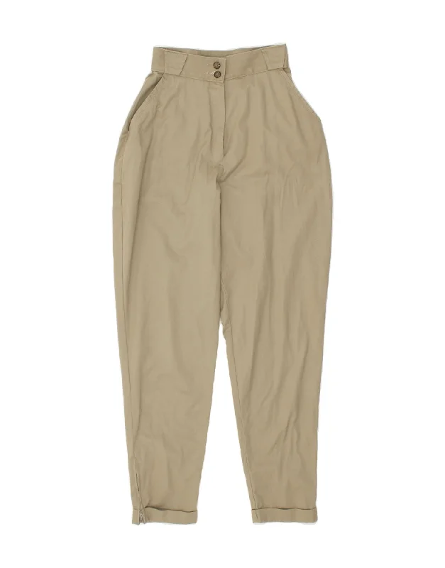 LAURA ASHLEY Womens High Waist Tapered Trousers UK 10 Small W24 L29 Beige Trousers Print Floral