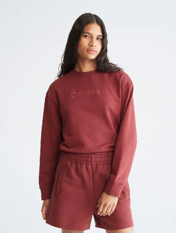 Calvin Klein Relaxed Fit Standard Logo Crewneck Sweatshirt - Women Graphic Hoodie Design Print
