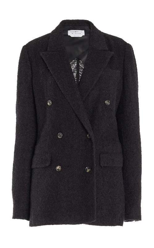 Amergin Jacket in Black Silk Cashgora Boucle Gauze Anorak Shell Jacket Lightweight Jacket