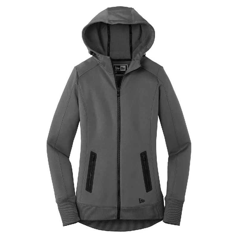 New Era Women's Graphite Venue Fleece Full-Zip Hoodie Hoodie with V-Neck Classic Versatile