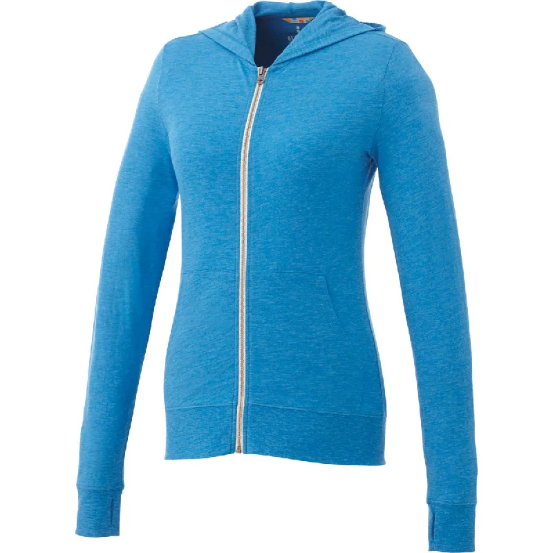 Elevate Women's Olympic Blue Heather Garner Knit Full Zip Hoodie Hoodie with Fur Luxurious Winter