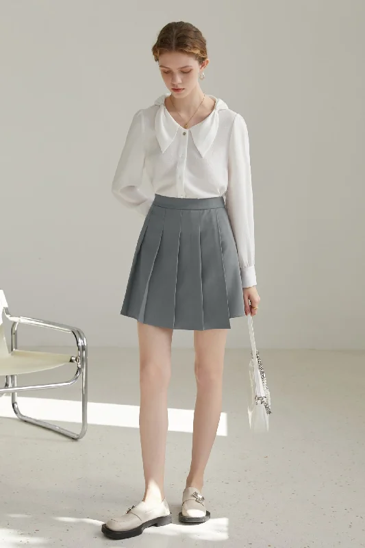 Fansilanen | Lina Gray Pleated Skirt cashmere skirt fine