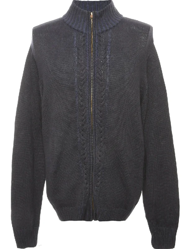 Navy Geoffrey Beene Cardigan - M Elasticated Padded Insulated