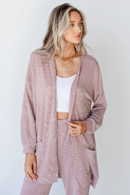 Weekends At Home Corded Cardigan Open Front Closed Front Wrap Front