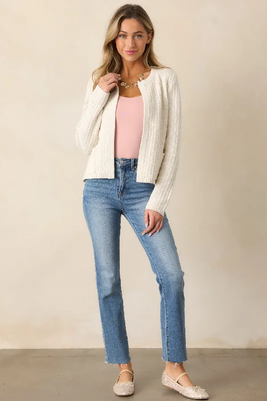 Which Chapter Ivory Knit Cardigan Fitted Loose Oversized