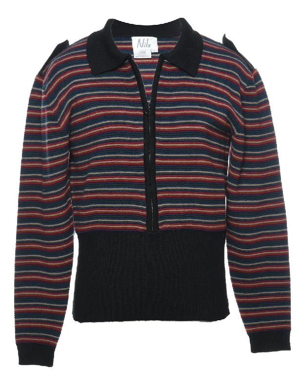 Multi-colour Striped Cardigan - M Thin Thick Dense