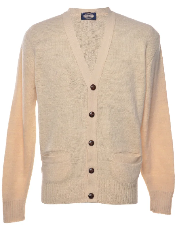 Cream Cardigan - M Wool Fabric Cashmere Fabric Tweed Fabric