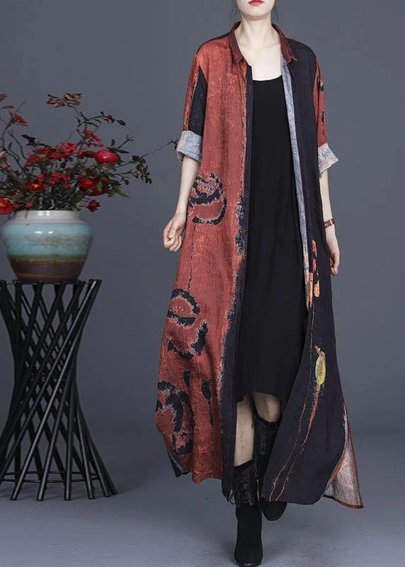 Chocolate Print Chiffon Maxi Dress Cardigan Terry Terry Cloth Terry Knit