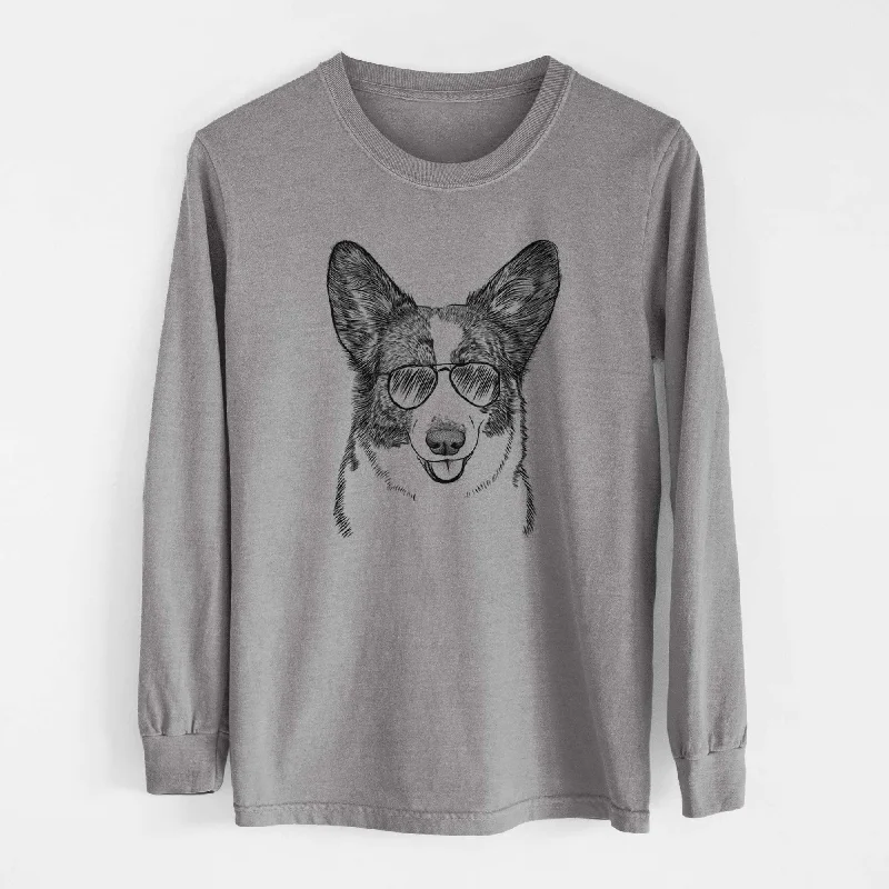 Aviators Gabby the Cardigan Welsh Corgi - Heavyweight 100% Cotton Long Sleeve Iron Safe Non-Iron Wrinkle Free