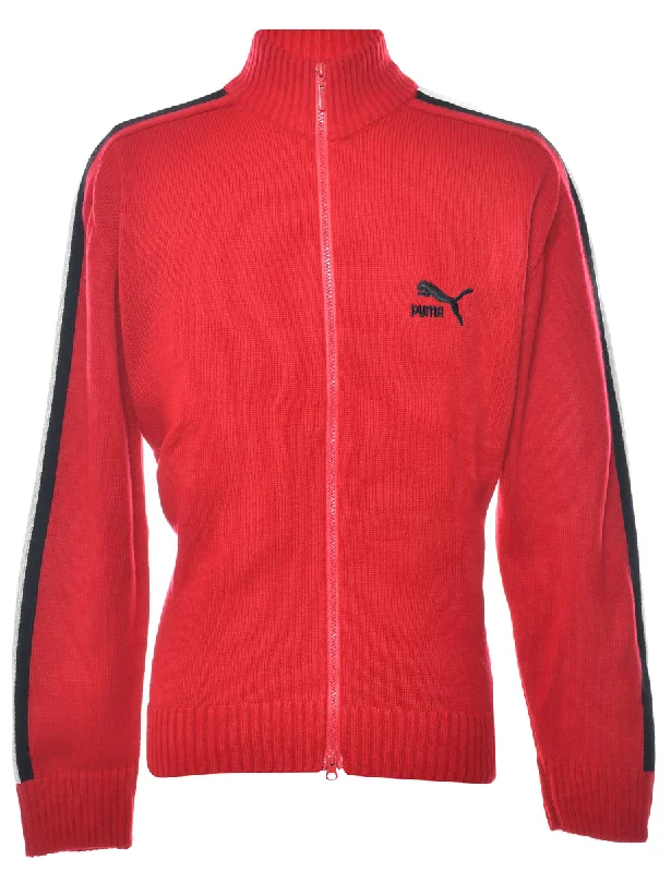 Puma Red Cardigan - L Polka Dot Checkered Tartan