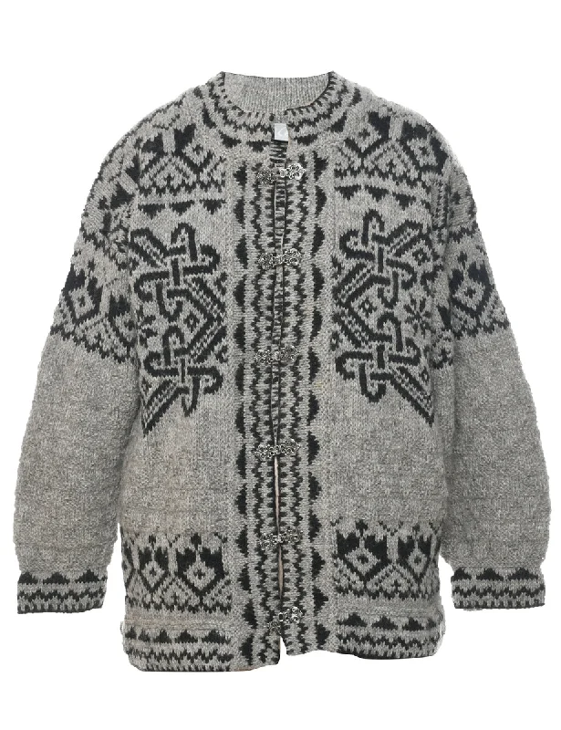 Nordic Wool Grey Cardigan - L Layered Multi-layer Single Layer