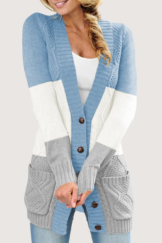Front Pocket Buttons Closure Cardigan Chenille Brocade Lace