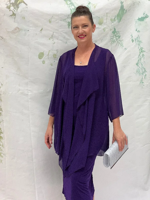 Jackie Purple Chiffon Cardigan Jersey Fabric Tulle Fabric Batik Fabric