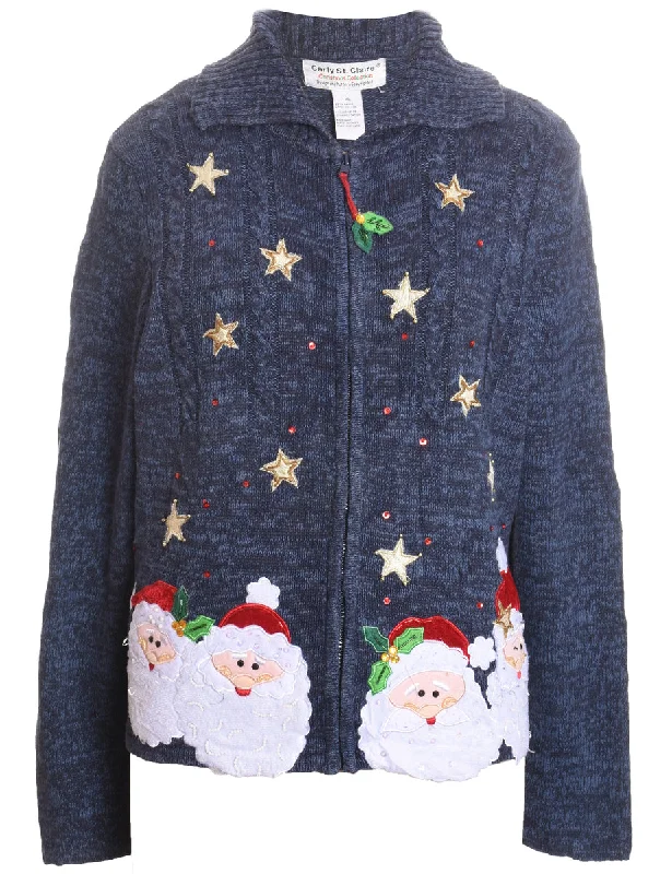 Santa Claus Christmas Cardigan - XL Long Cardigan Short Cardigan Medium Cardigan