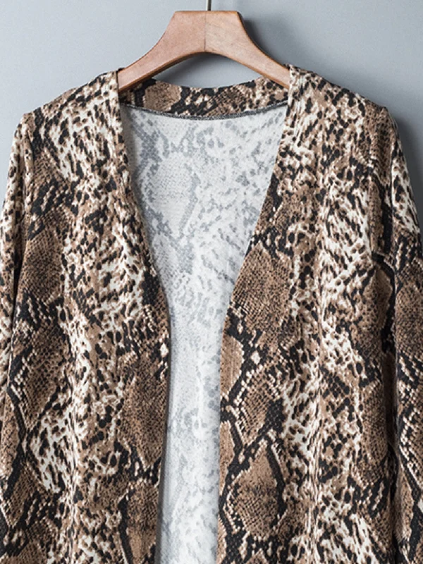 Elegant Snakeskin Cardigan Beaded Cardigan Sequined Faux Fur