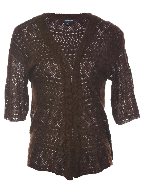 Notations Dark Brown Cardigan - L Thin Thick Dense