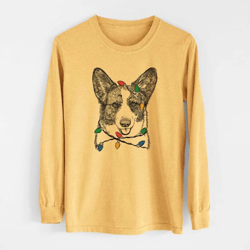 Christmas Lights Gabby the Cardigan Welsh Corgi - Heavyweight 100% Cotton Long Sleeve Seamless Knitted Crochet