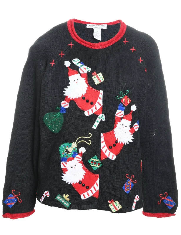 Santa Claus Christmas Cardigan - XL Wool Cardigan Cotton Cardigan Cashmere Cardigan