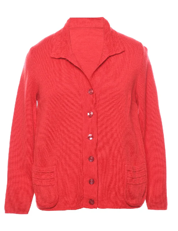 Red Cardigan - M Tailored Straight A-Line