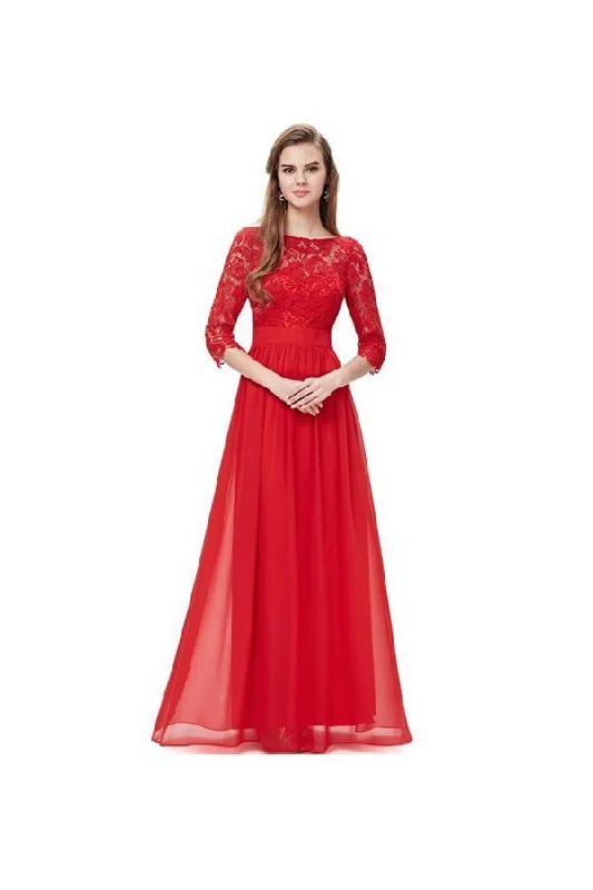 Lace Long Sleeve Floor Length Evening Dress Prom Dress PG271 Tunics Bridal satin