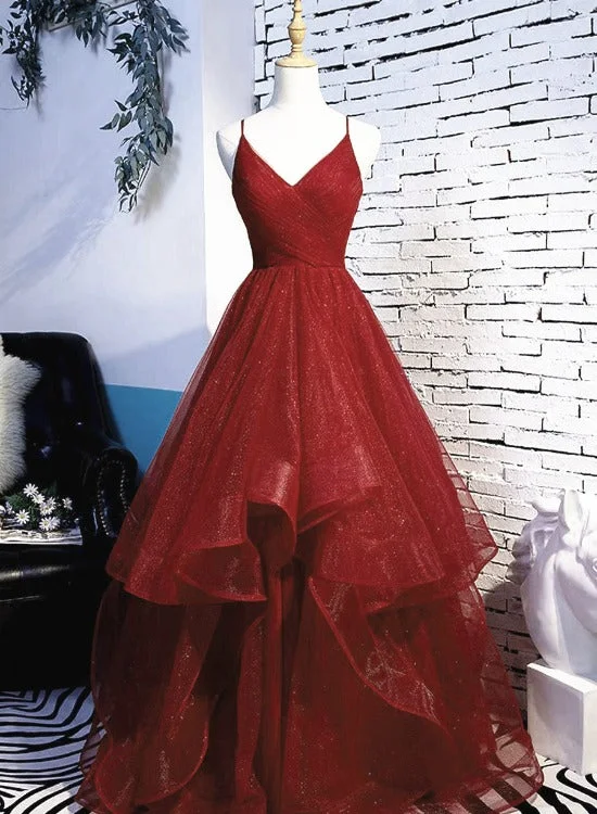 Beautiful Wine Red Velvet Straps V-neckline Party Dress Prom Dress, Long Evening Dresses Tunics Sophisticated sleek