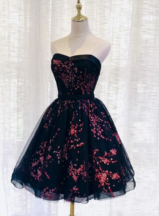 Black Tulle Scoop Homecoming Dress, Lovely Black Party Dress Tunics Sale discount