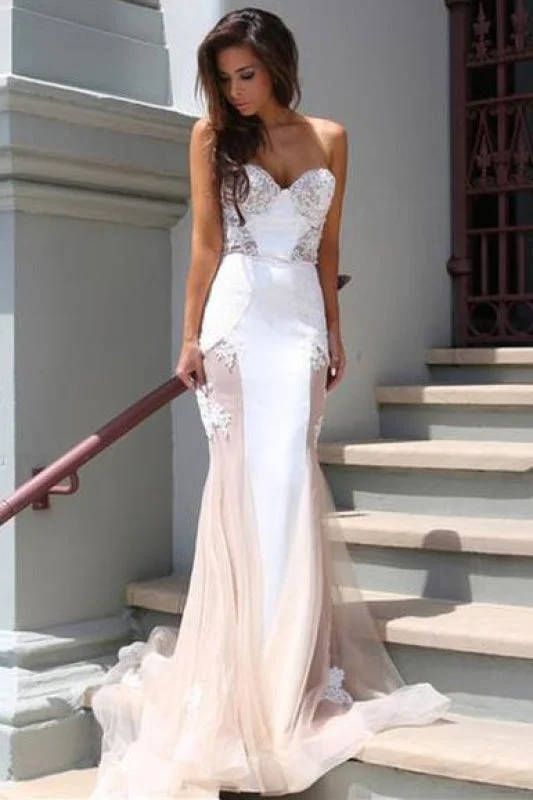 Bridelily Sexy Mermaid Sweetheart Tulle Long Evening Dress Lace Custom Made 2019 Evening Party Dresses Boatneck Modish Everyday