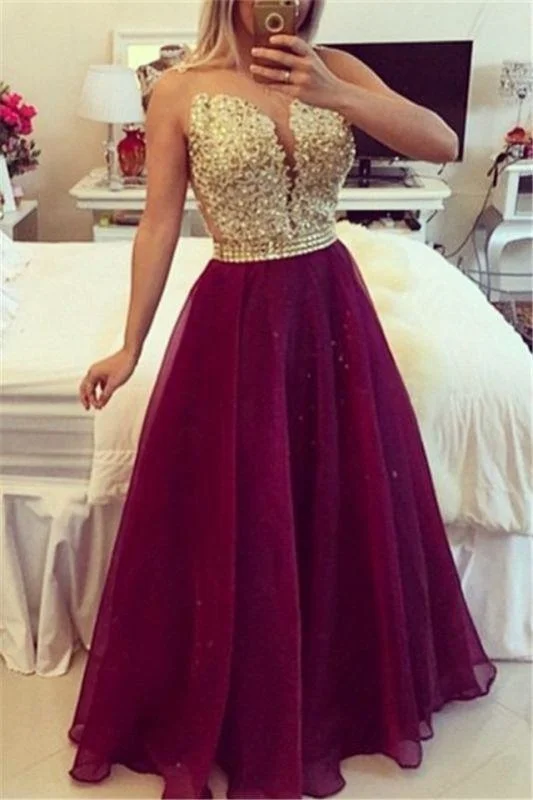Bridelily Sweetheart Burgundy Chiffon Long Prom Dress Popular Plus Size Formal Evening Dresses BMT020 Tunics Lace romantic