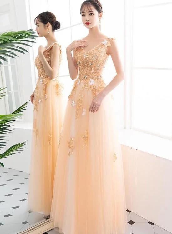 Charming A-line Tulle Light Champagne Party Dress, Junior Prom Dress Tunics Fleece cozy