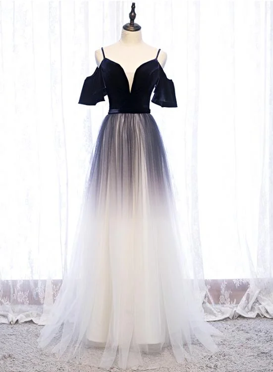 Charming Gradient Tulle with Velvet Long Party Dress, Bridesmaid Dress Tunics Brand named